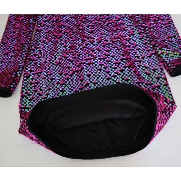 SHO x Tadashi Shoji Sz XXS Hot Pink Long Sleeve Paillette Body-Con Dress - Picture 15 of 16